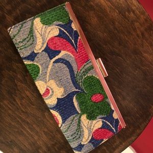 Woven floral clutch or wallet with silver clasp